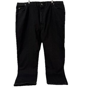 Wrangler Jeans Mens 50x30 Black Straight Leg Denim Relaxed Fit Pants Used
